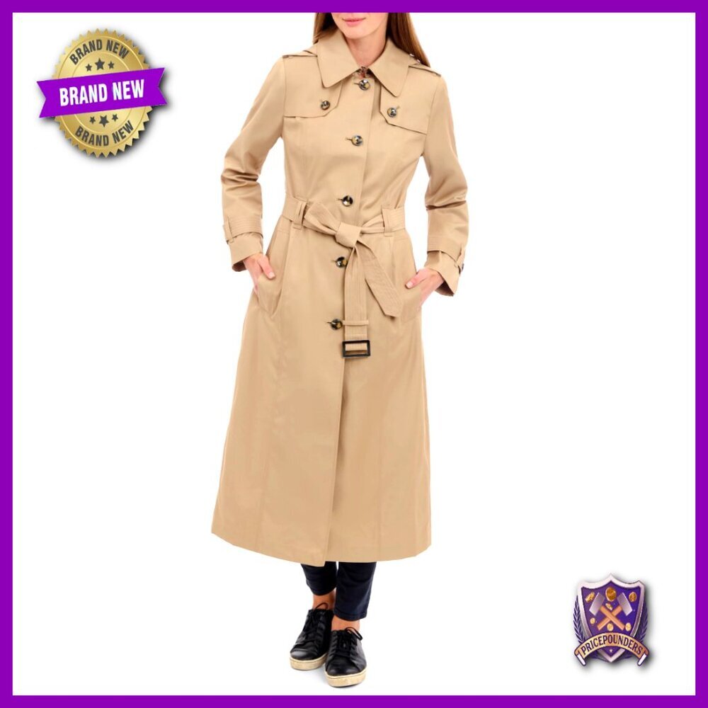Classic Single Breasted Trench Coat With Epaulettes Belted Elegant Chic